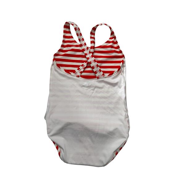 PRIMARY Red & White Stripe One Piece Bathing Suit Size 6-7 Kids Racerback Swim - Picture 5 of 5